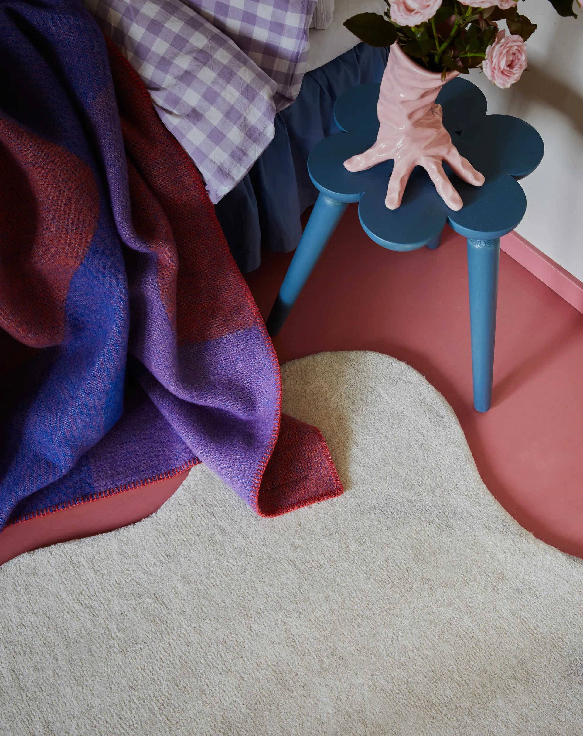 Scallop uldtæppe 180x270 cm, Bone white Layered