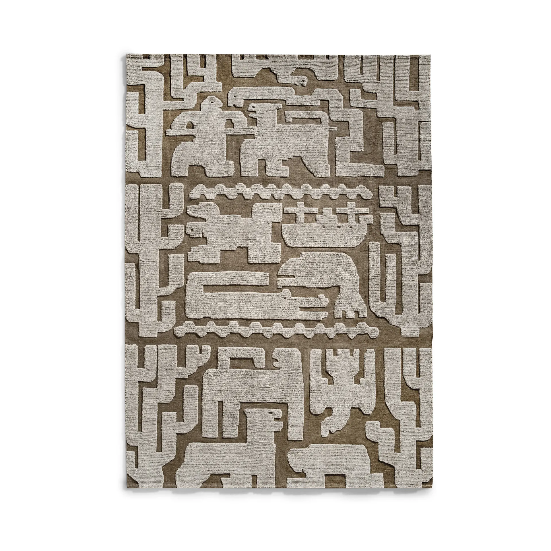 Stig Lindberg Gunnel uldtæppe, Walnut brown, 180x270 cm Layered