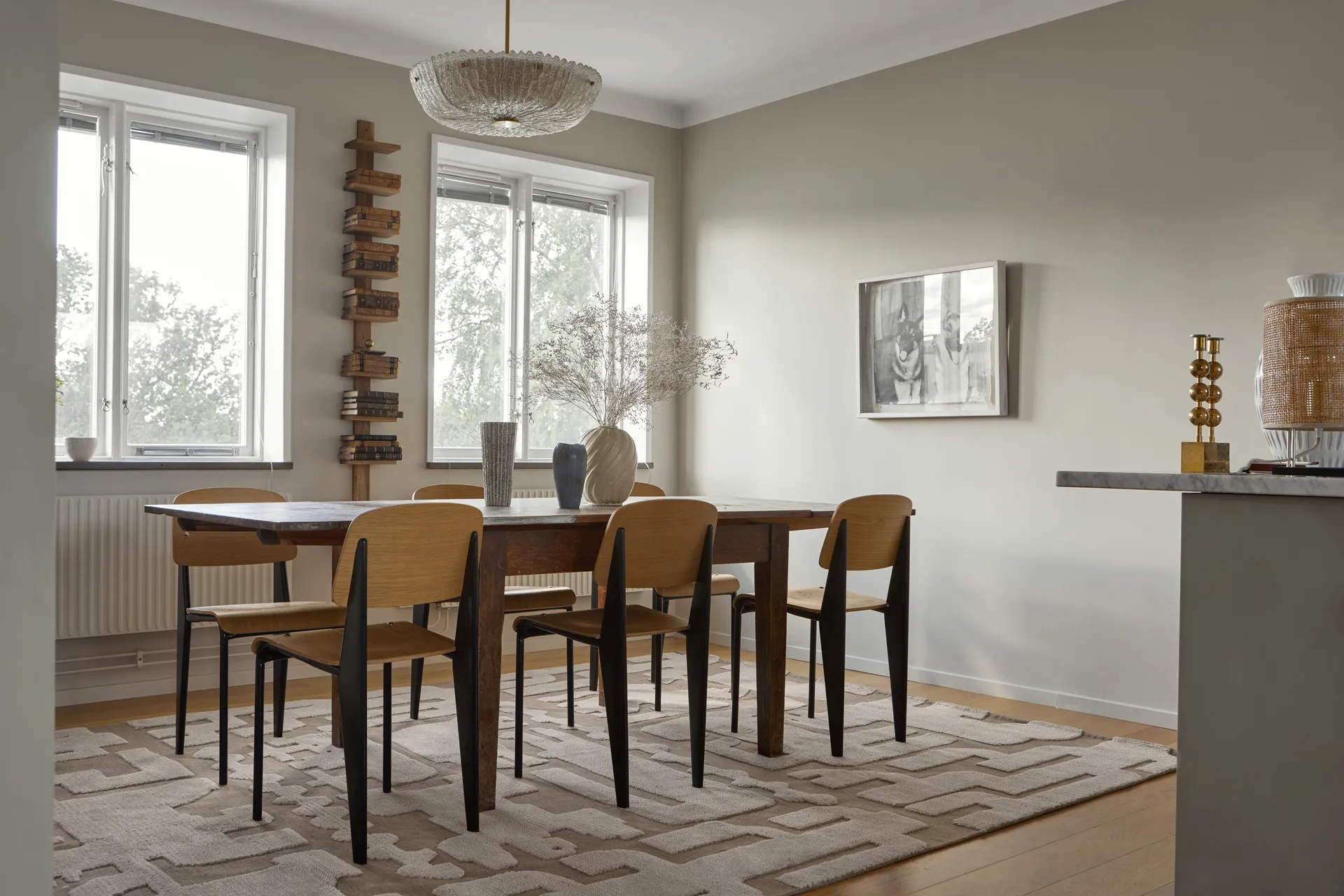 Stig Lindberg Gunnel uldtæppe, Walnut brown, 180x270 cm Layered