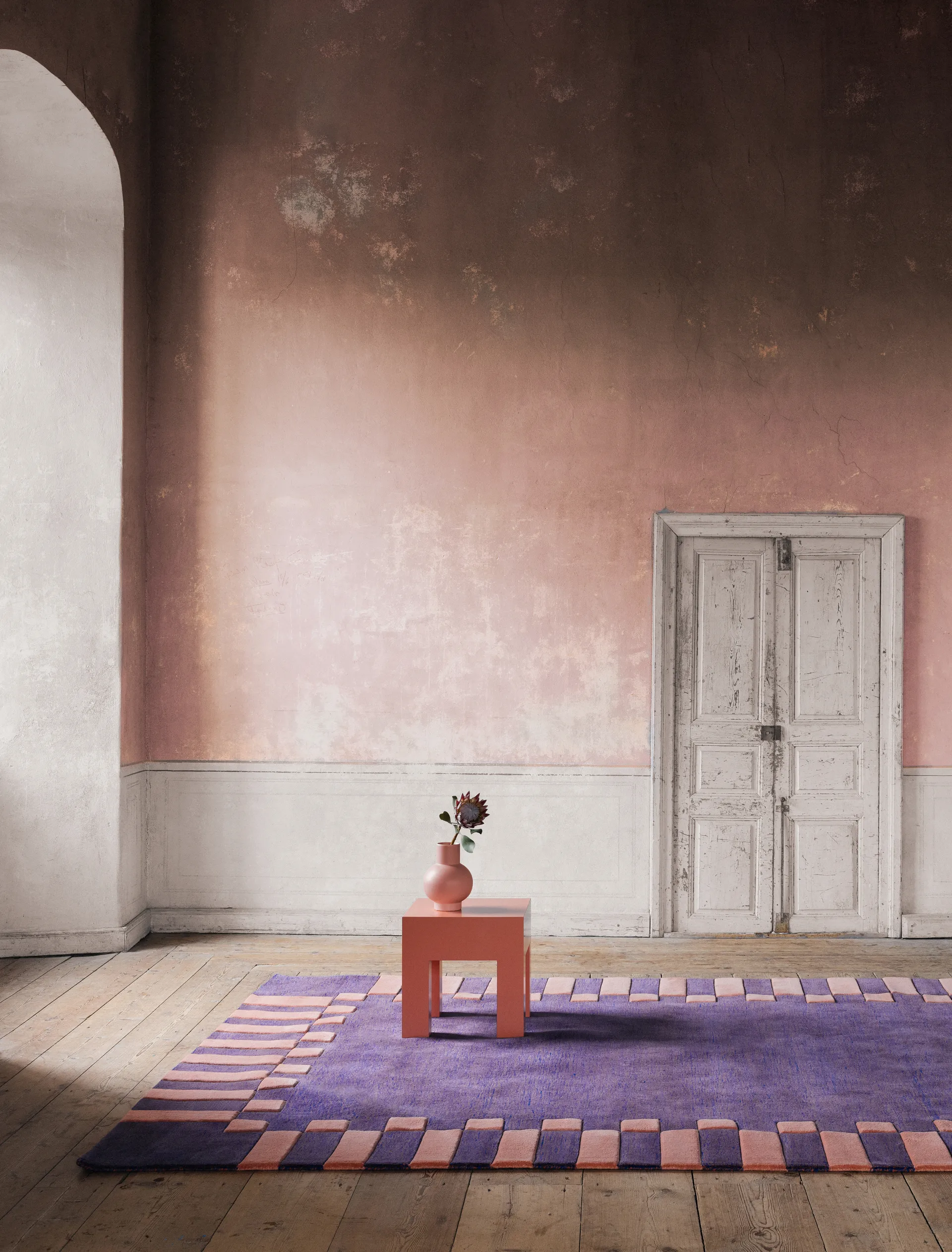 Teklan frame uldtæppe, Cobolt salmon, 200x300 cm Layered