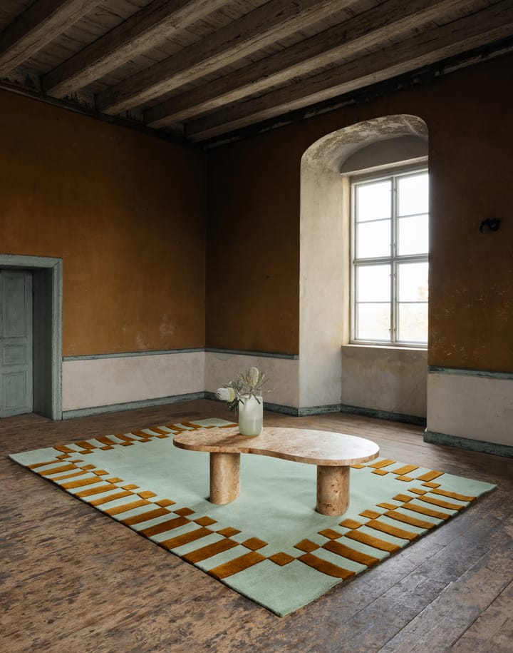Teklan frame uldtæppe, Pistachio camel, 200x300 cm Layered
