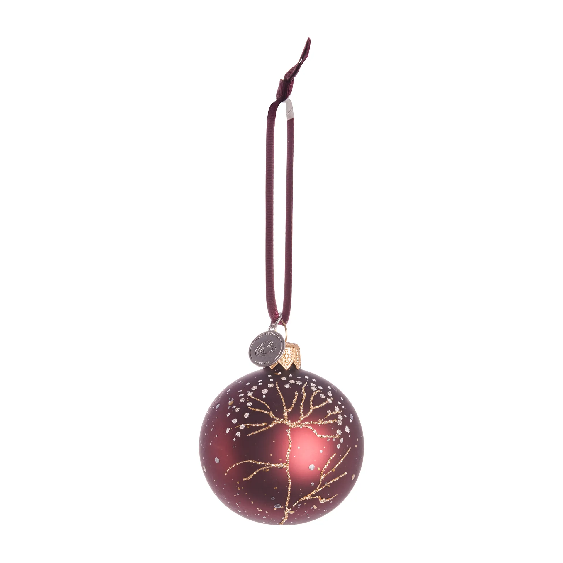 Cadelia julekugle kvist Ø6 cm, Pomegranate/Light gold Lene Bjerre