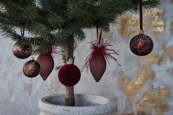 Cadelia julekugle kvist Ø6 cm, Pomegranate/Light gold Lene Bjerre