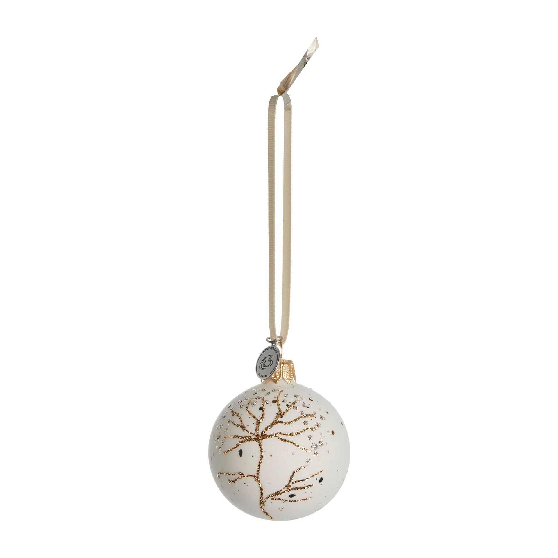 Cadelia julekugle kvist Ø6 cm, White/Light gold Lene Bjerre