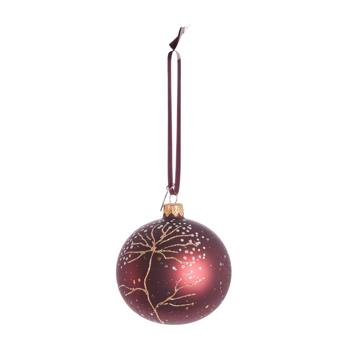 1: Lene Bjerre Cadelia julekugle træ Ø8 cm Pomegranate/Light gold