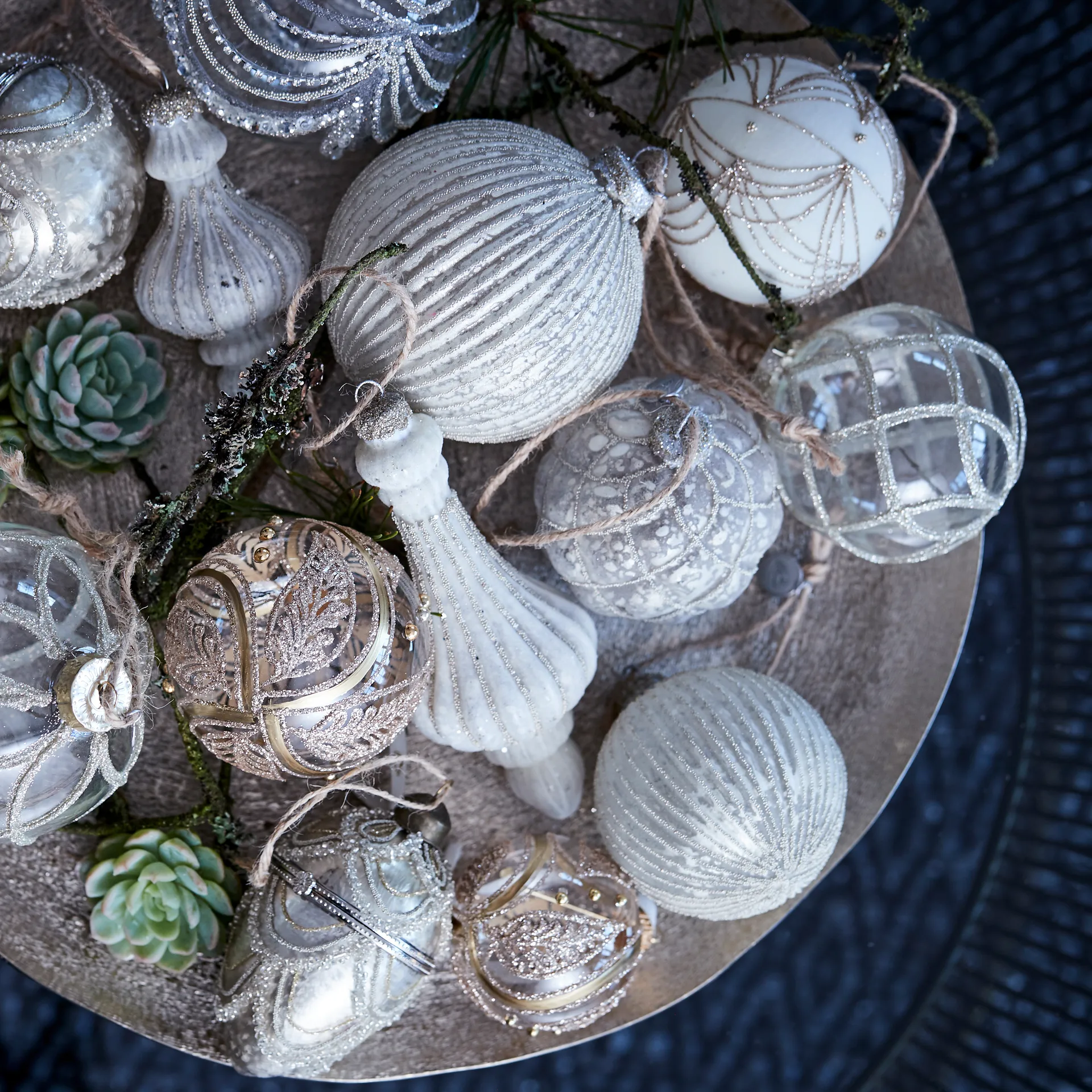 Merya julekugle Ø8 cm, Clear/Light gold Lene Bjerre