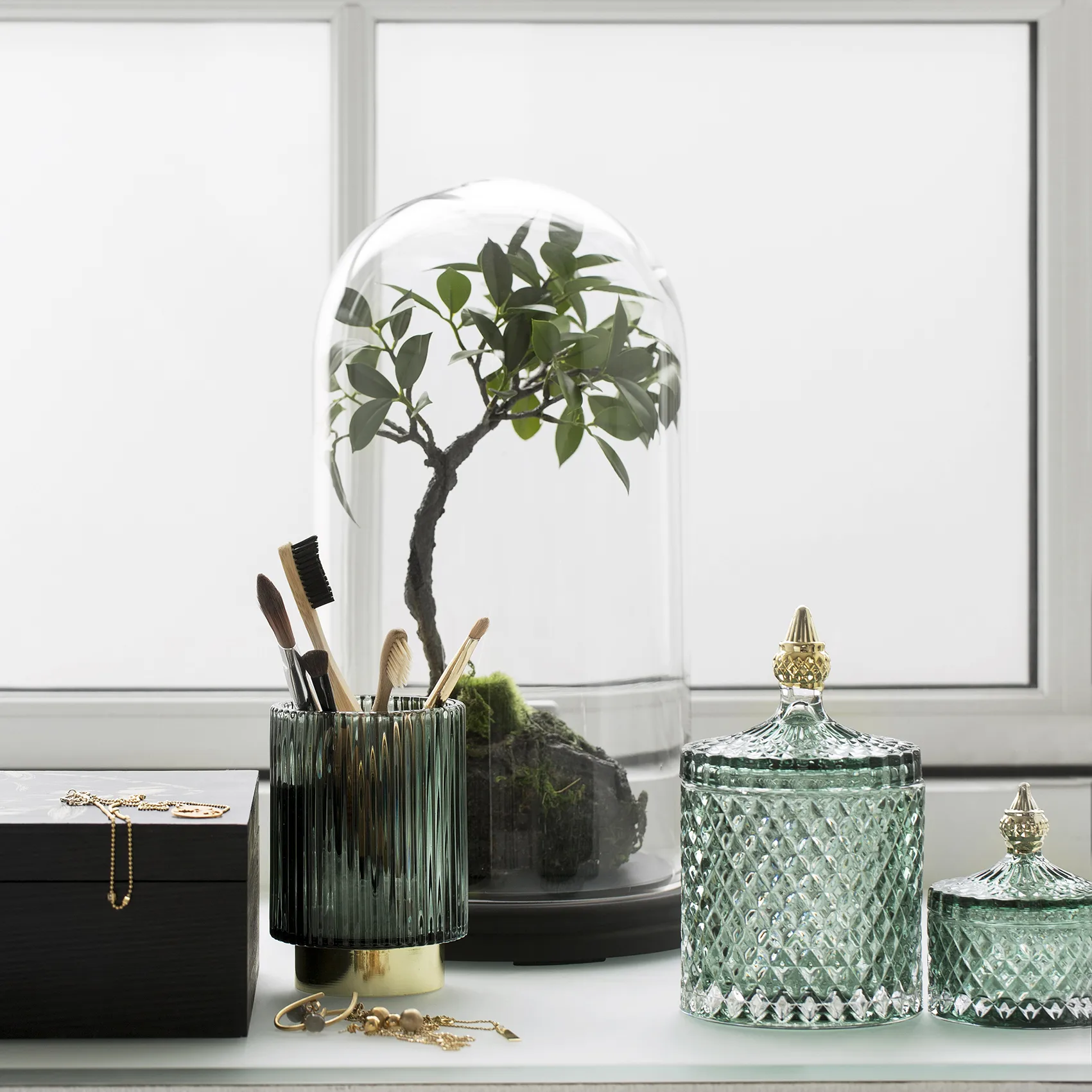 Miya opbevaringskrukke med låg Ø10,5 cm, Grøn Lene Bjerre