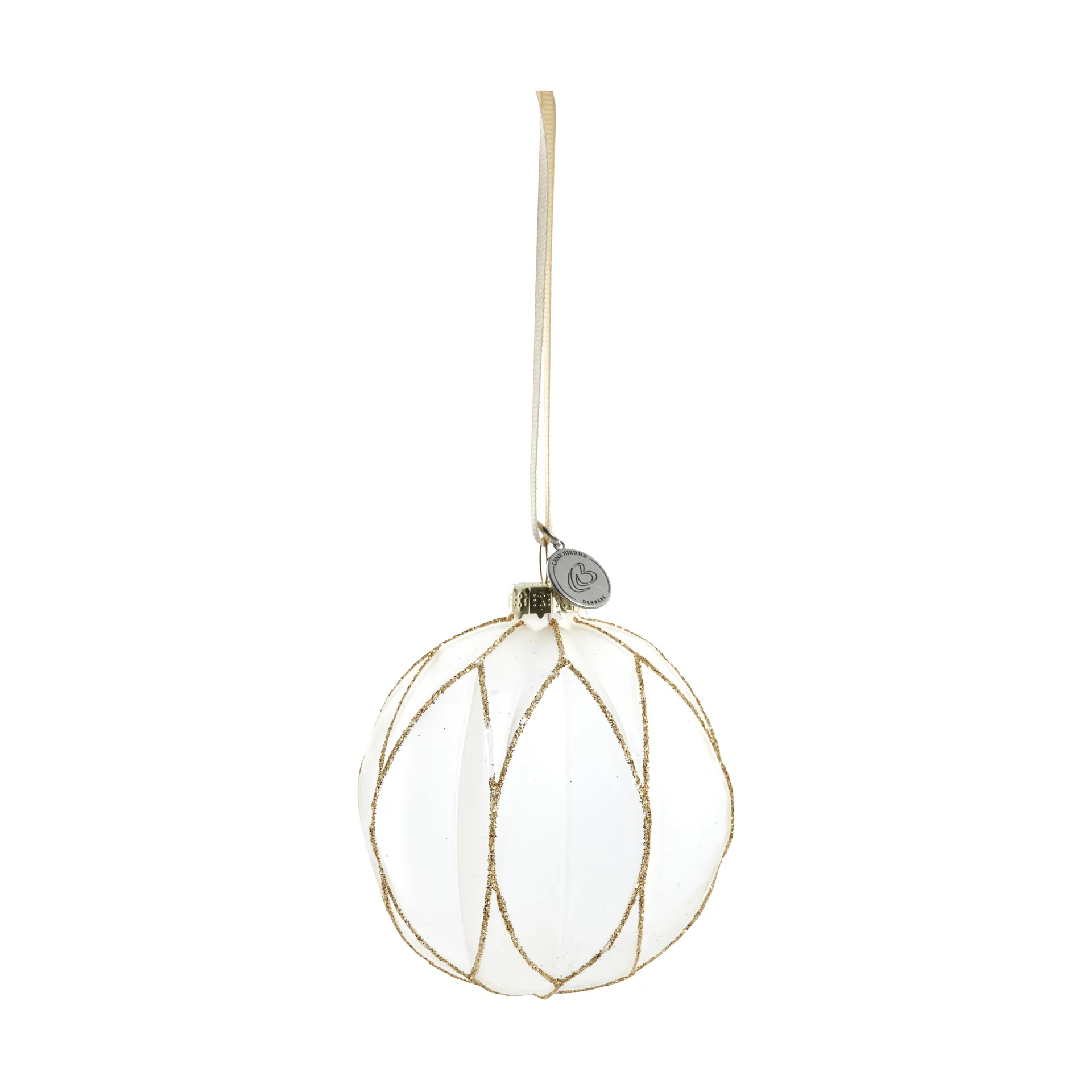 Navina julekugle Ø8 cm, White/Light gold Lene Bjerre