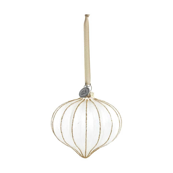 Navina julekugle 8 cm - White/Light gold - Lene Bjerre