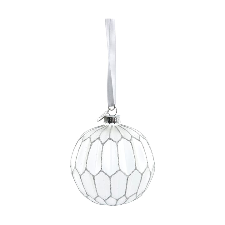 Navina julekugle rund Ø8 cm - White/Silver - Lene Bjerre