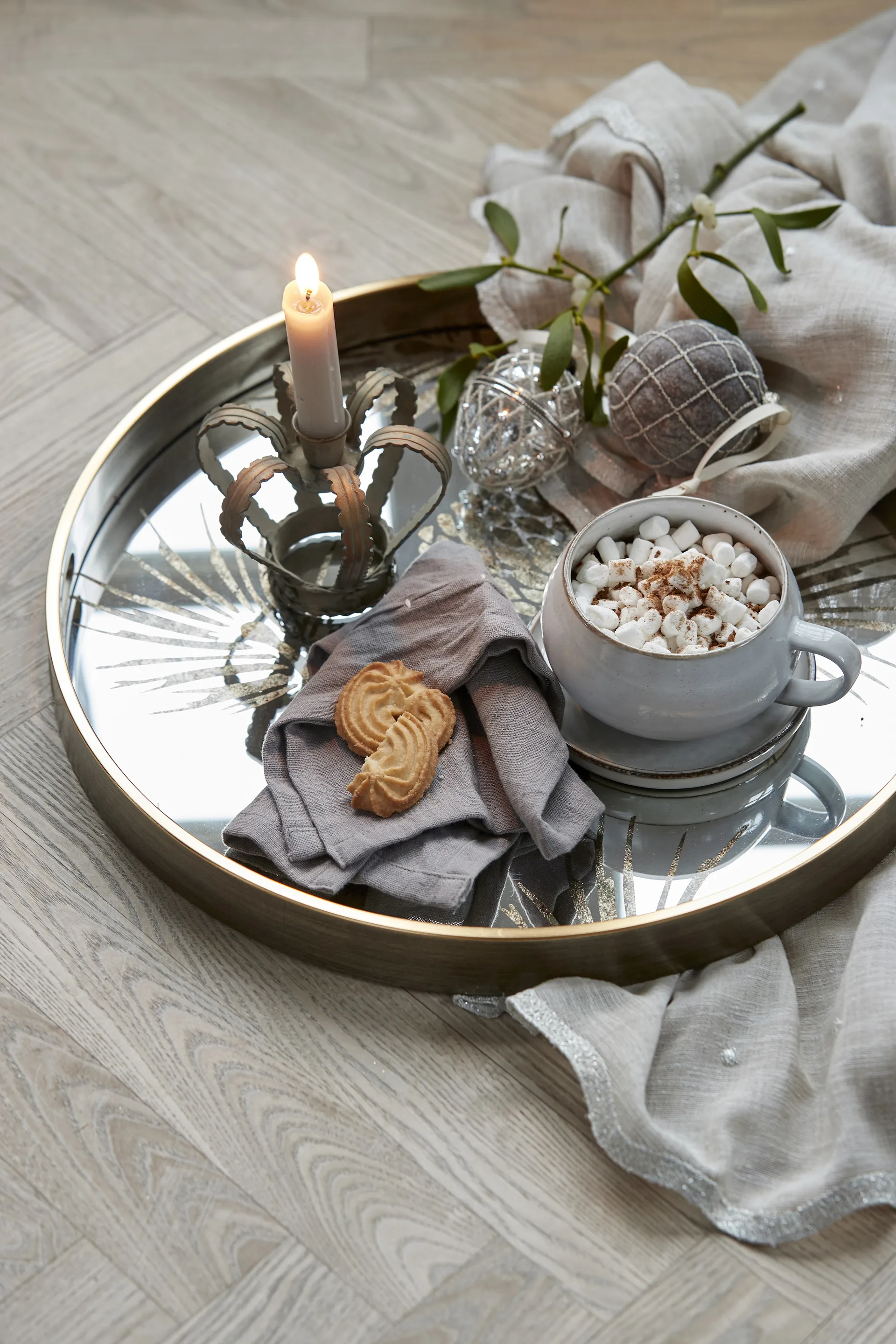 Norille julekugle ternet Ø8 cm, Antique brown Lene Bjerre