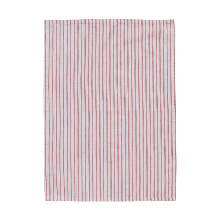 Olivia viskestykke smalle striber 50x70 cm - Off White-Dark Coral - Lene Bjerre