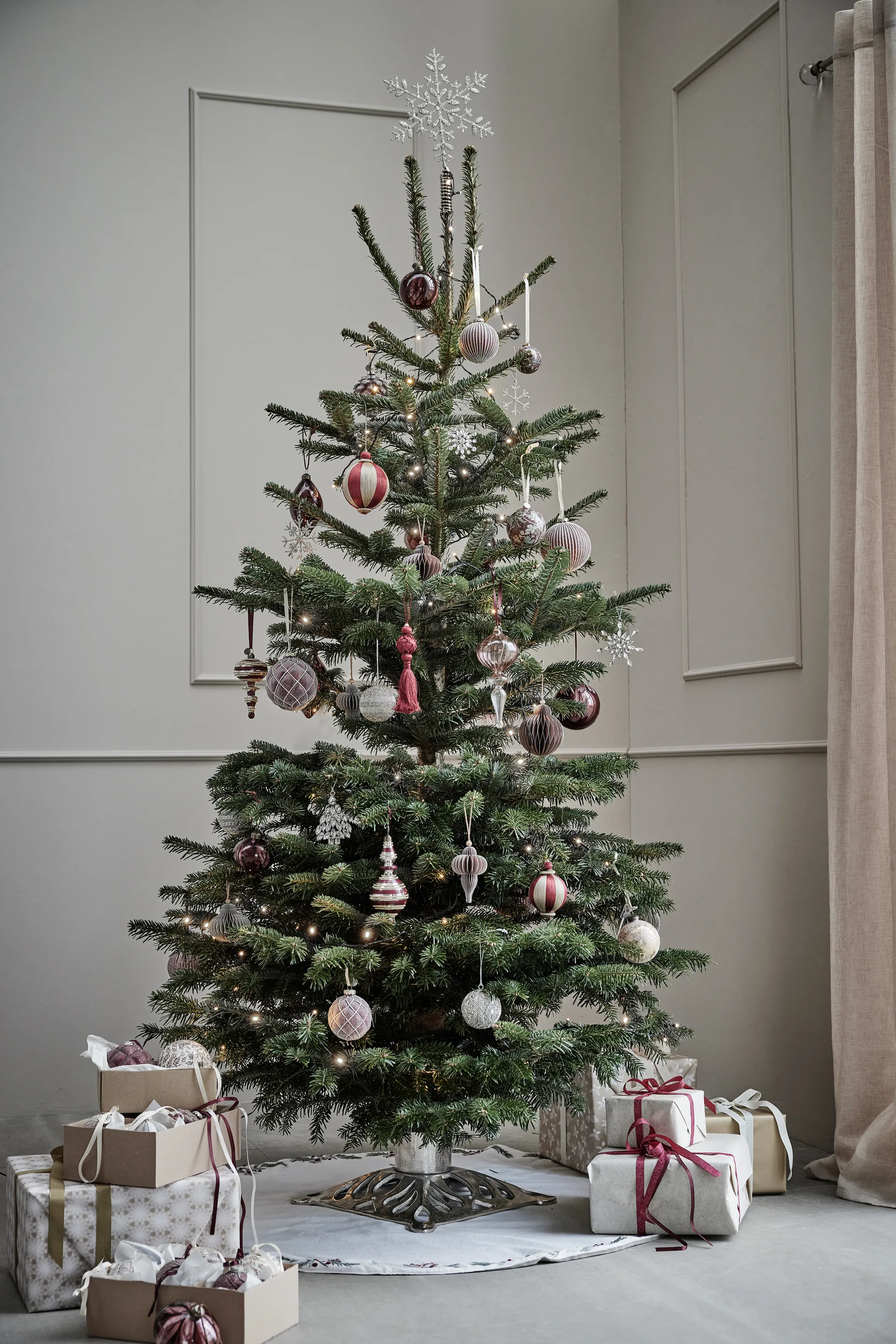 Paline dekorationsophæng 10 cm, Dark rose-silver Lene Bjerre