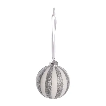 Velvitie julekugle Ø8 cm - White/Silver - Lene Bjerre