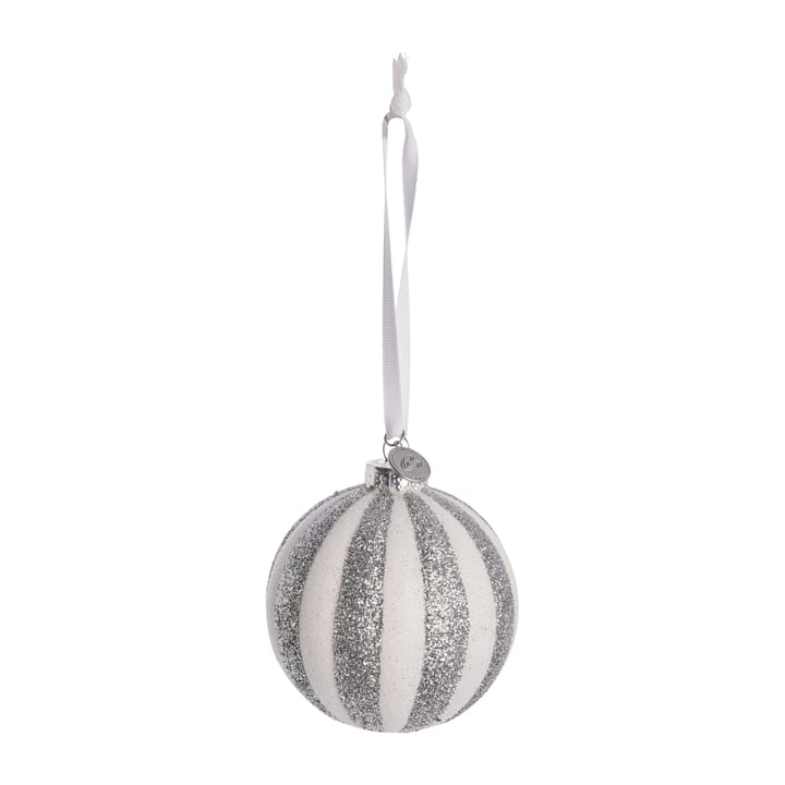 Velvitie julekugle Ø8 cm - White/Silver - Lene Bjerre