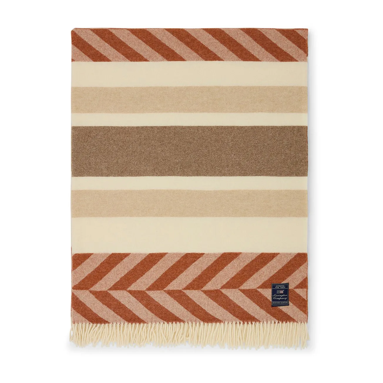 Block Striped Recycled Wool plaid 130x170 cm, Copper/Brown Lexington