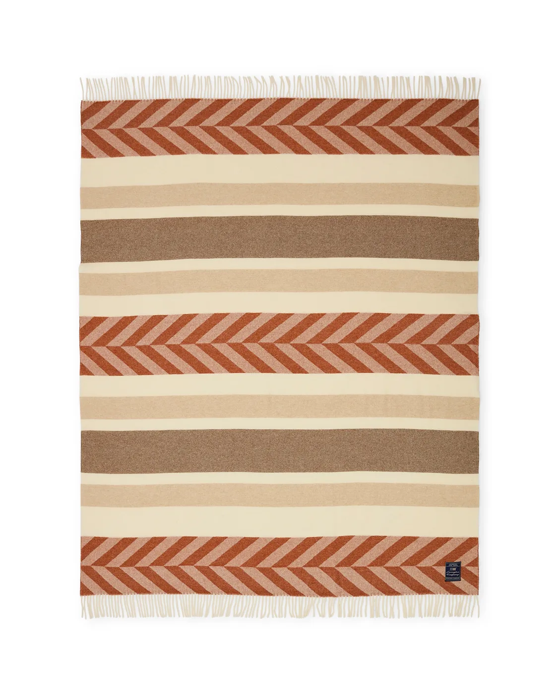 Block Striped Recycled Wool plaid 130x170 cm, Copper/Brown Lexington