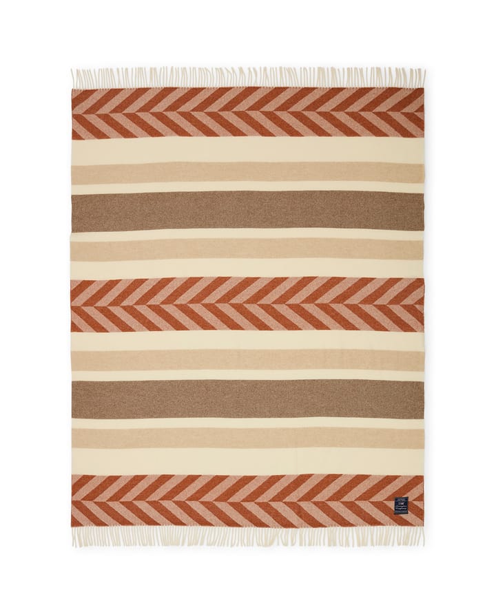 Block Striped Recycled Wool plaid 130x170 cm, Copper/Brown Lexington