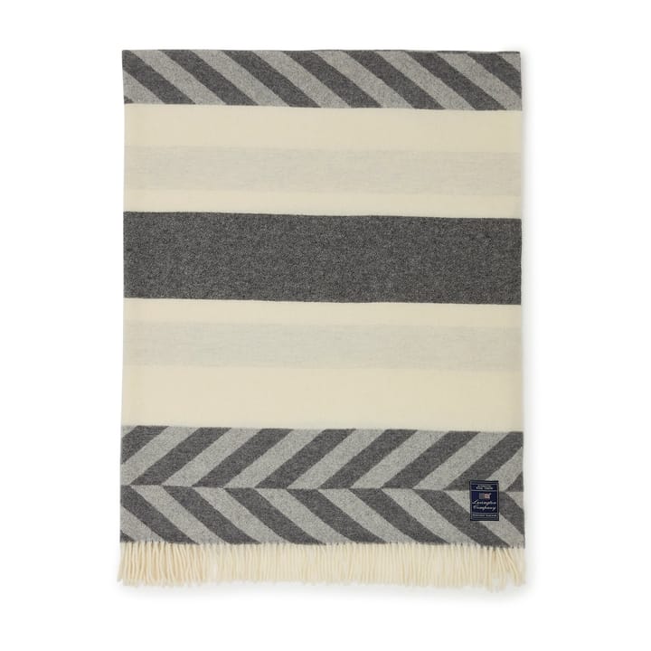 Block Striped Recycled Wool plaid 130x170 cm - Gray/Offwhite - Lexington