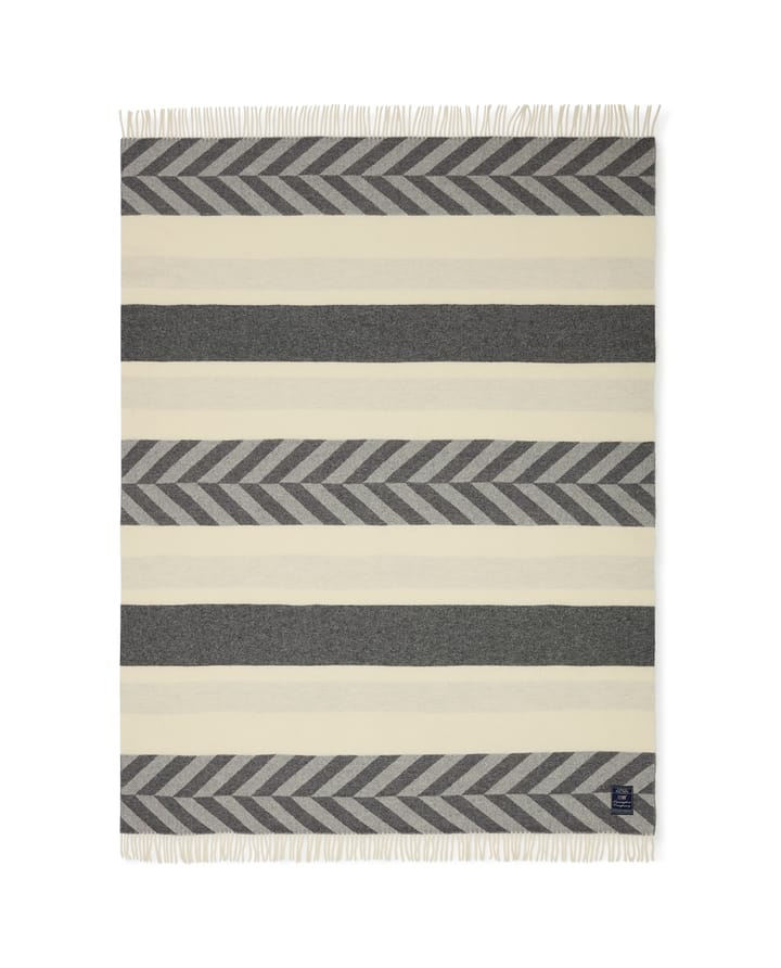 Block Striped Recycled Wool plaid 130x170 cm, Gray/Offwhite Lexington
