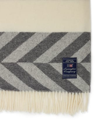 Block Striped Recycled Wool plaid 130x170 cm - Gray/Offwhite - Lexington