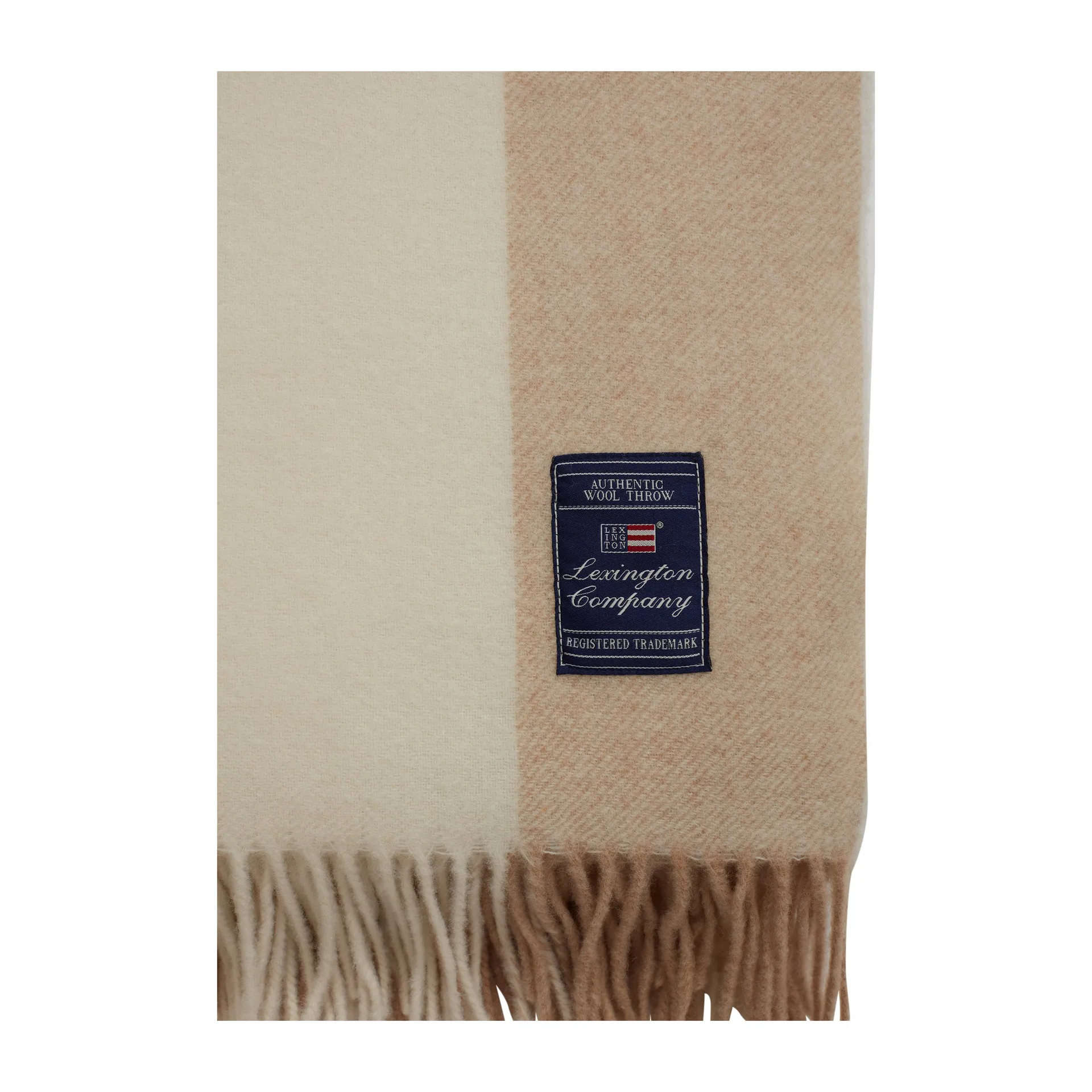 Block Striped Recycled Wool plaid 130x170 cm, Oat/White Lexington