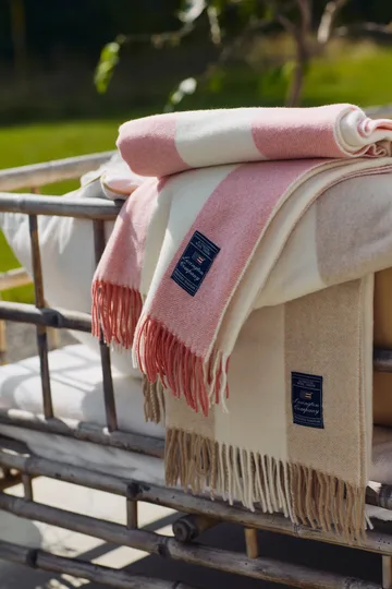 Block Striped Recycled Wool plaid 130x170 cm - Oat/White - Lexington