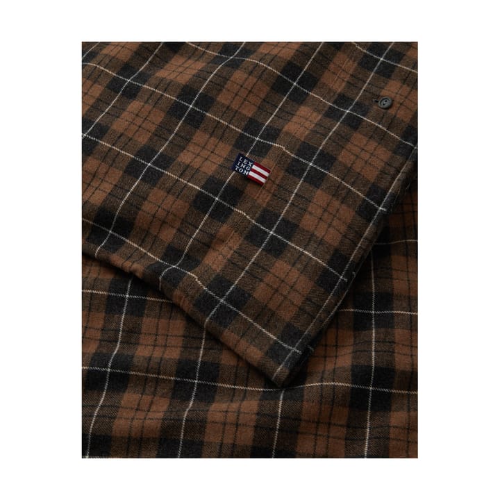 Checked Cotton Flannel dynebetræk 150x210 cm - Brown/Dark gray - Lexington
