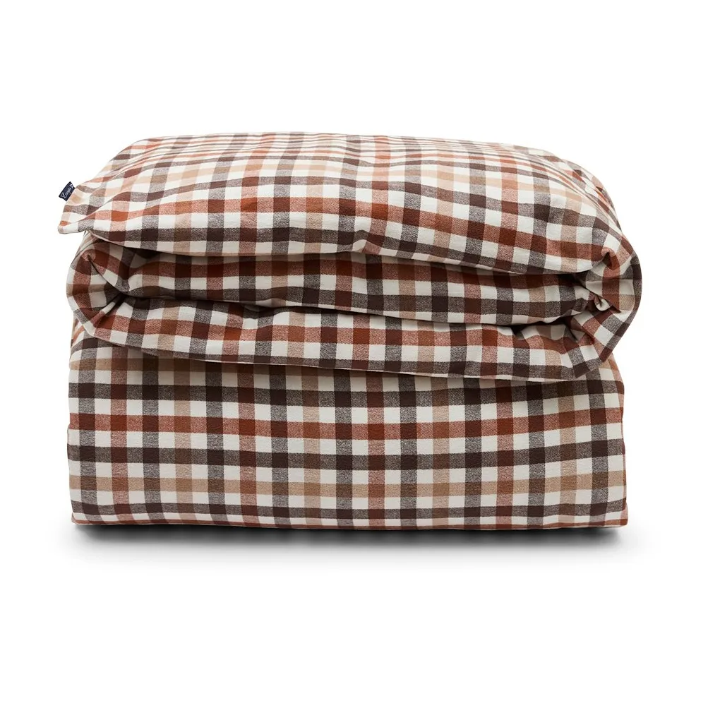 Checked Cotton Flannel dynebetræk 150x210 cm, Rust brown/White Lexington