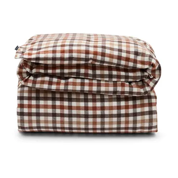 Checked Cotton Flannel dynebetræk 150x210 cm - Rust brown/White - Lexington