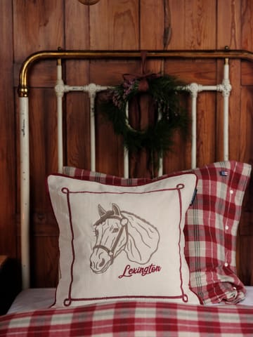 Checked cotton flannel pudebetræk 50x60 cm - Rød-beige-grøn-hvid - Lexington