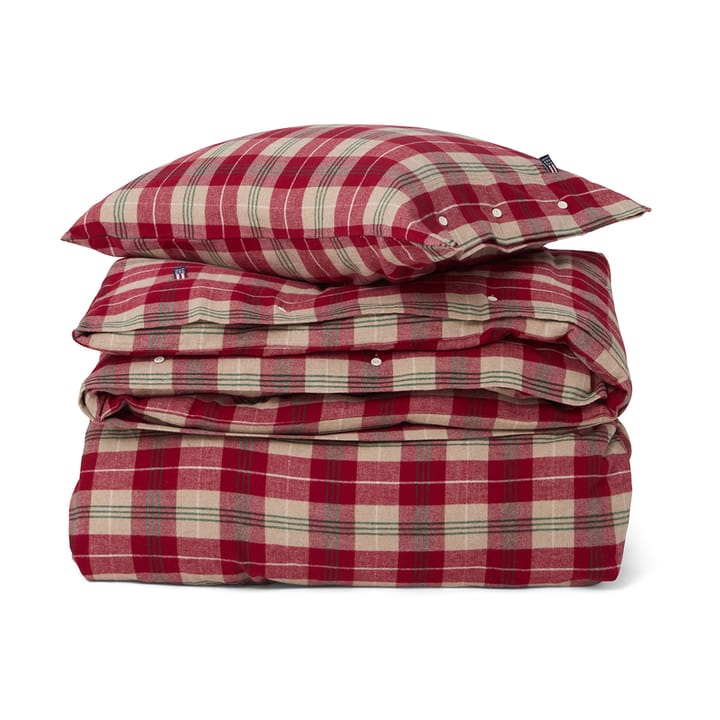 Checked cotton flannel sengesæt, Rød-beige-grøn-hvid Lexington