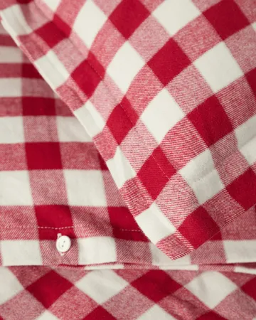 Checked cotton flannel sengesæt - Red-light beige, 50x60 cm/150x210 cm - Lexington