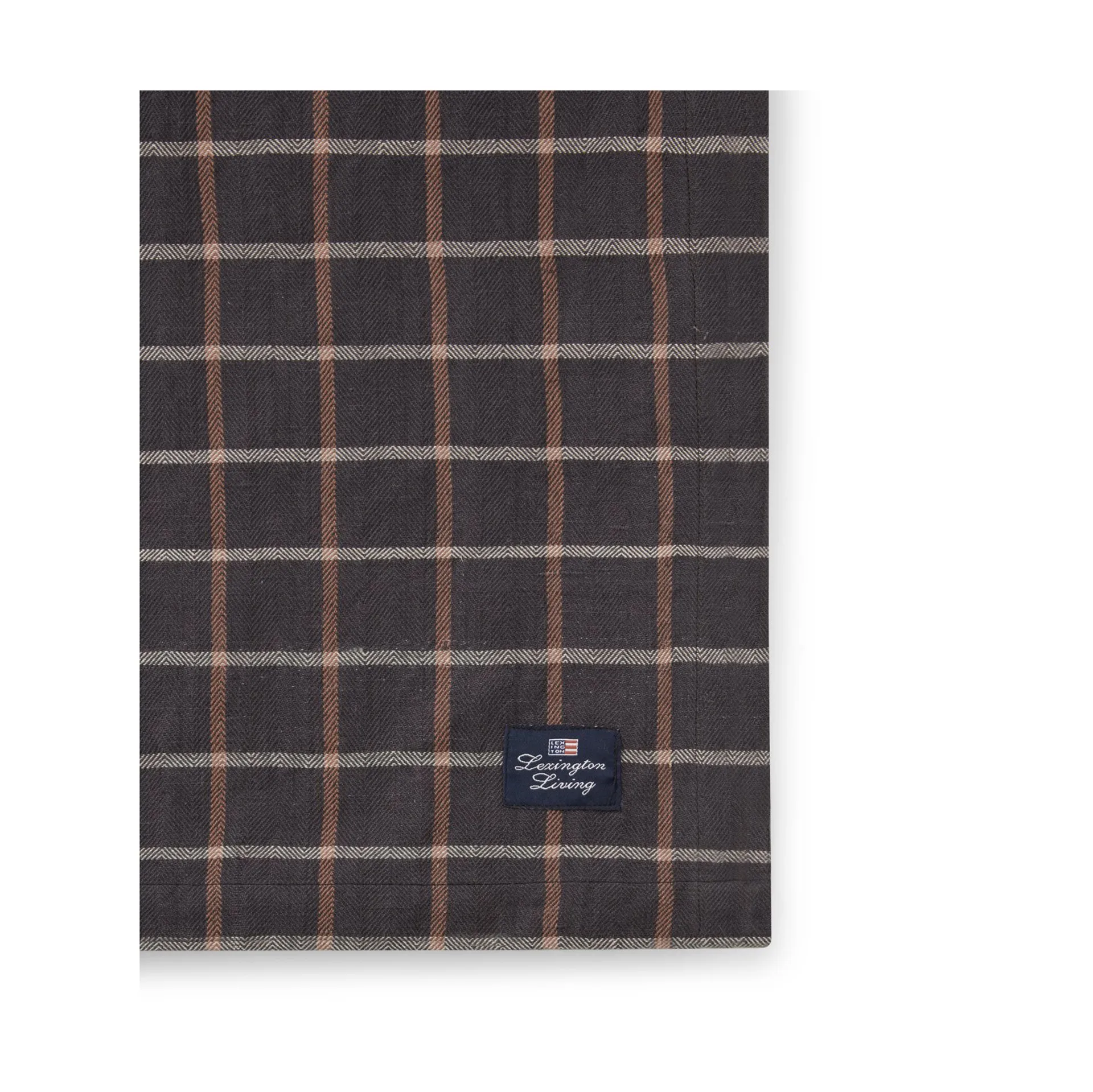 Checked Cotton Linen borddug 150x250 cm, Dark gray/Beige Lexington