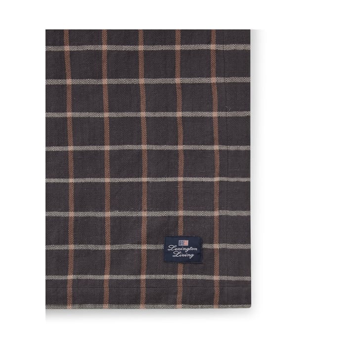 Checked Cotton Linen borddug 150x250 cm, Dark gray/Beige Lexington