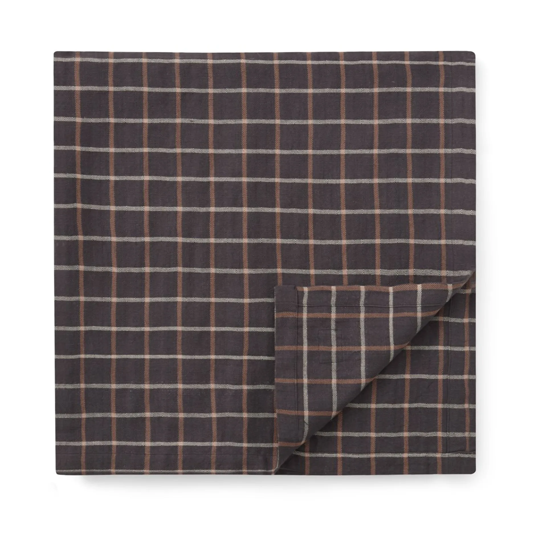 Checked Cotton Linen borddug 150x250 cm, Dark gray/Beige Lexington