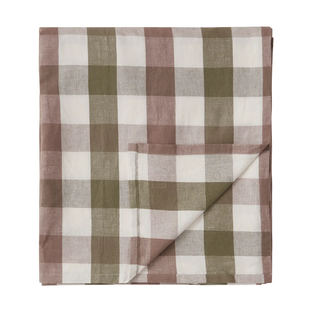 Checked Cotton Linen borddug 150x250 cm, Olive Lexington