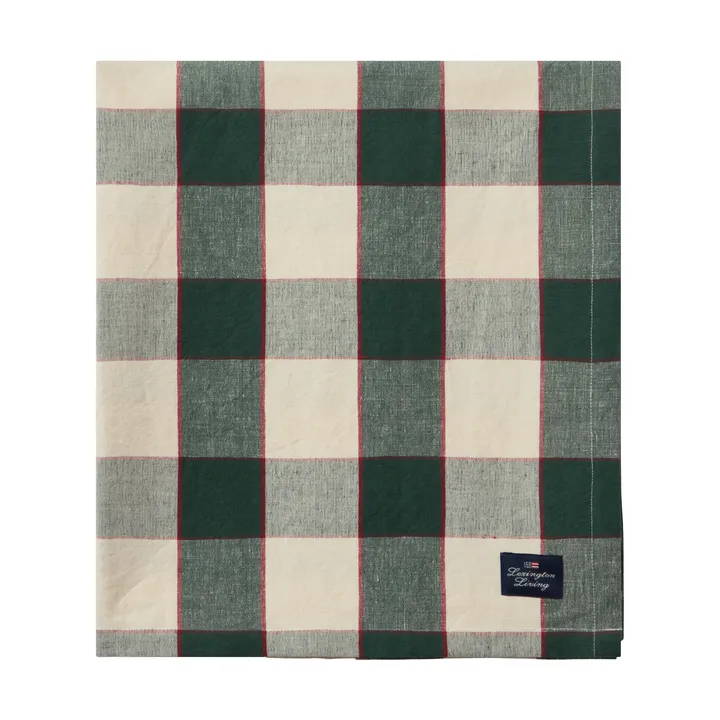 Checked Cotton Linen borddug 150x350 cm - Green-light beige-red - Lexington