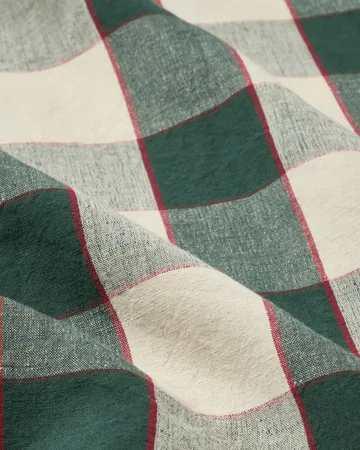 Checked Cotton Linen borddug 150x350 cm - Green-light beige-red - Lexington