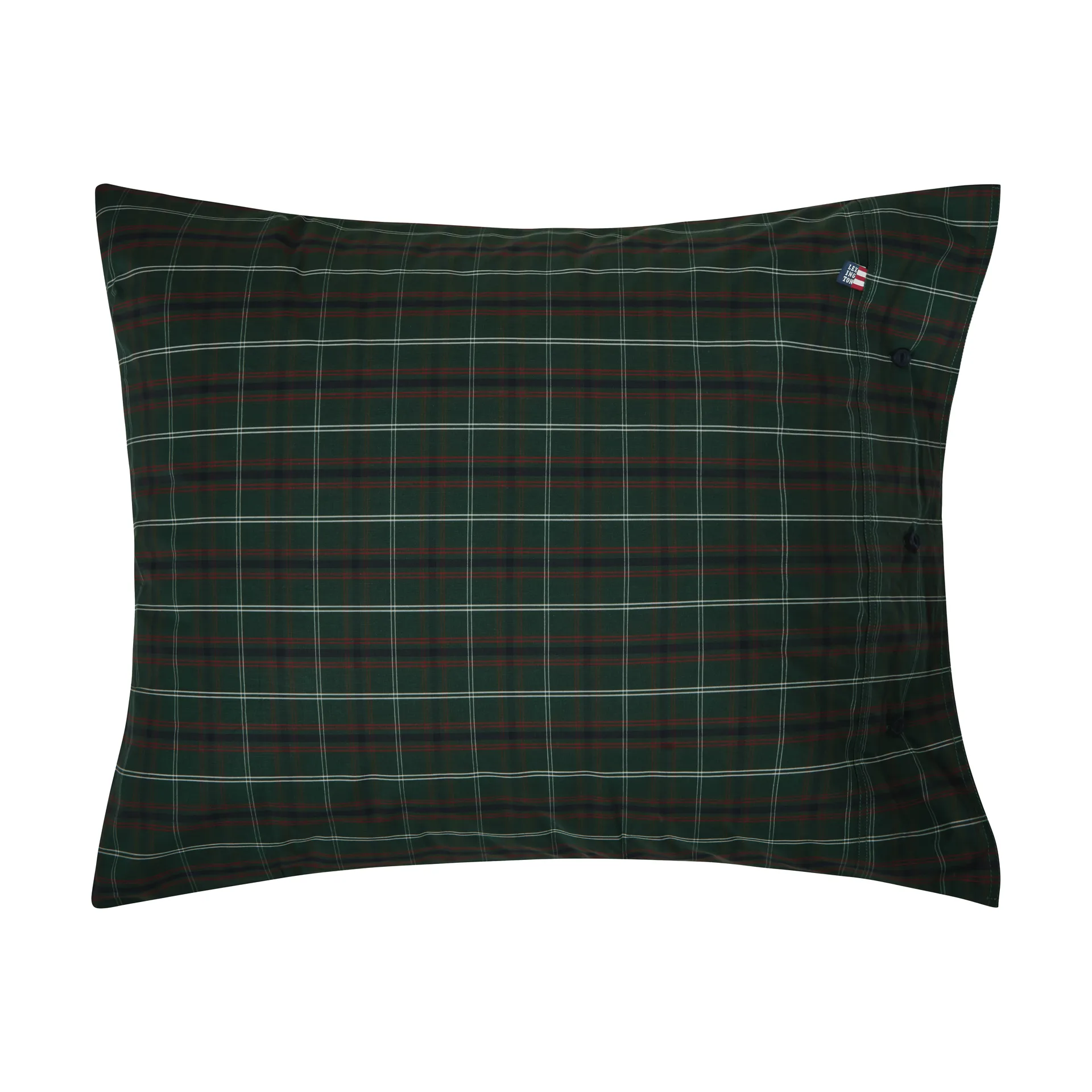 Checked cotton percale pudebetræk, Green-navy, 50x60 cm Lexington