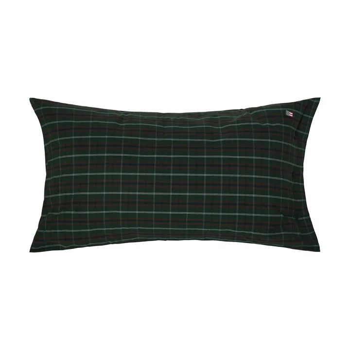 Checked cotton percale pudebetræk - Green-navy, 50x90 cm - Lexington
