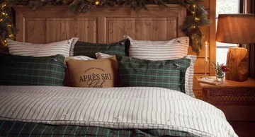Checked cotton percale pudebetræk - Green-navy, 50x90 cm - Lexington