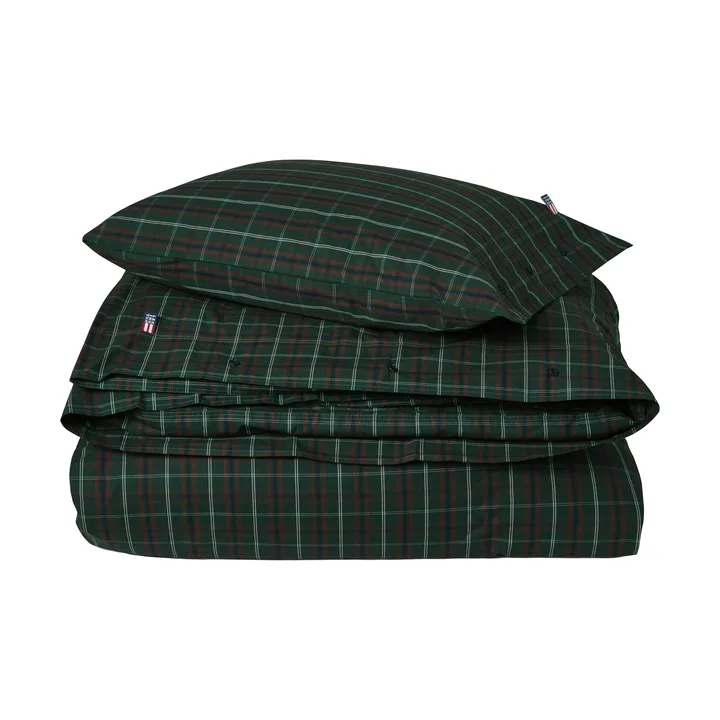Checked cotton percale sengesæt - Green-navy, 50x60 cm/150x210 cm - Lexington
