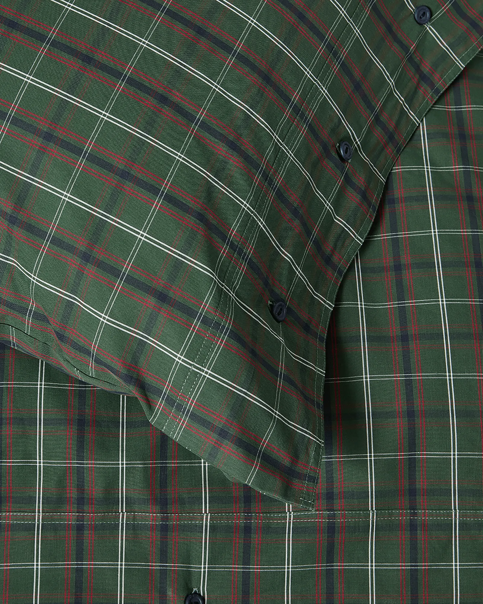 Checked cotton percale sengesæt, Green-navy, 50x60 cm/150x210 cm Lexington