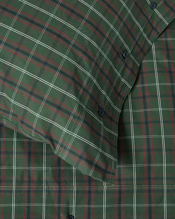 Checked cotton percale sengesæt - Green-navy, 50x60 cm/150x210 cm - Lexington