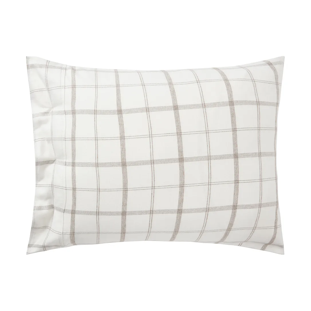 Checked Flannel pudebetræk 50x60 cm, White-brown Lexington