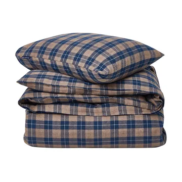Checked Flannel sengetøj 220x220 cm - Denim blue-beige - Lexington