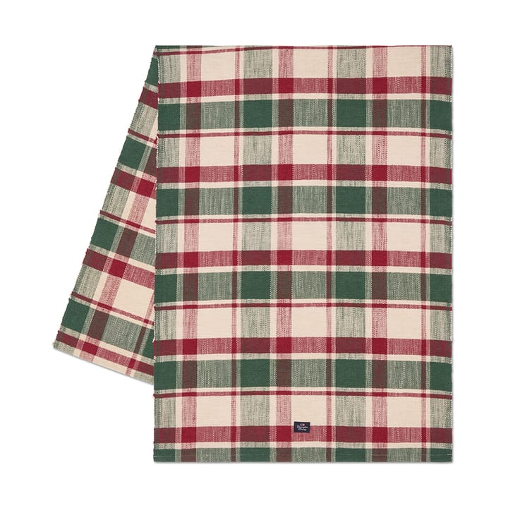 Checked økologisk bomuld løber 50x150 cm - Green-red-beige - Lexington