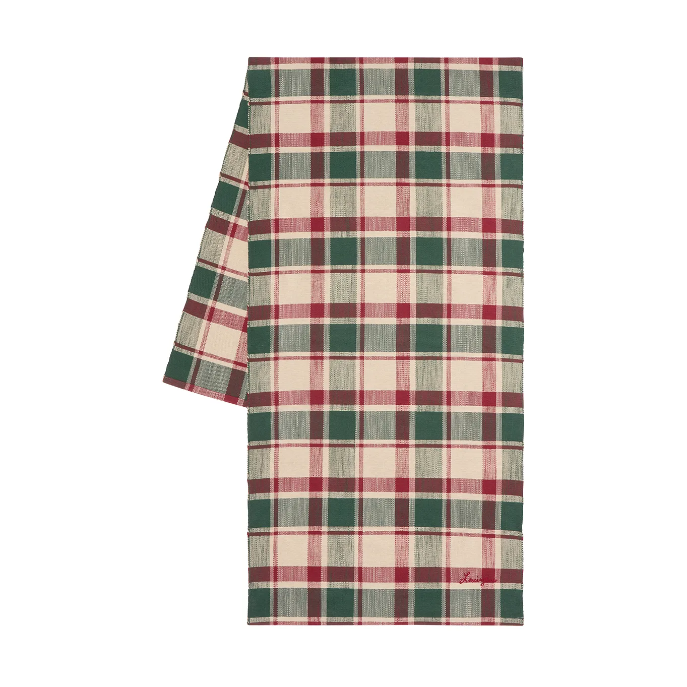 Checked økologisk bomuld løber 50x150 cm, Green-red-beige Lexington