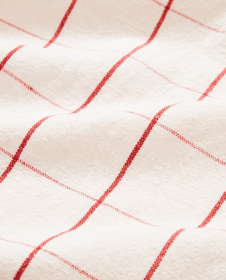 Checked Linen/Cotton viskestykke 50x70 cm - White-red - Lexington